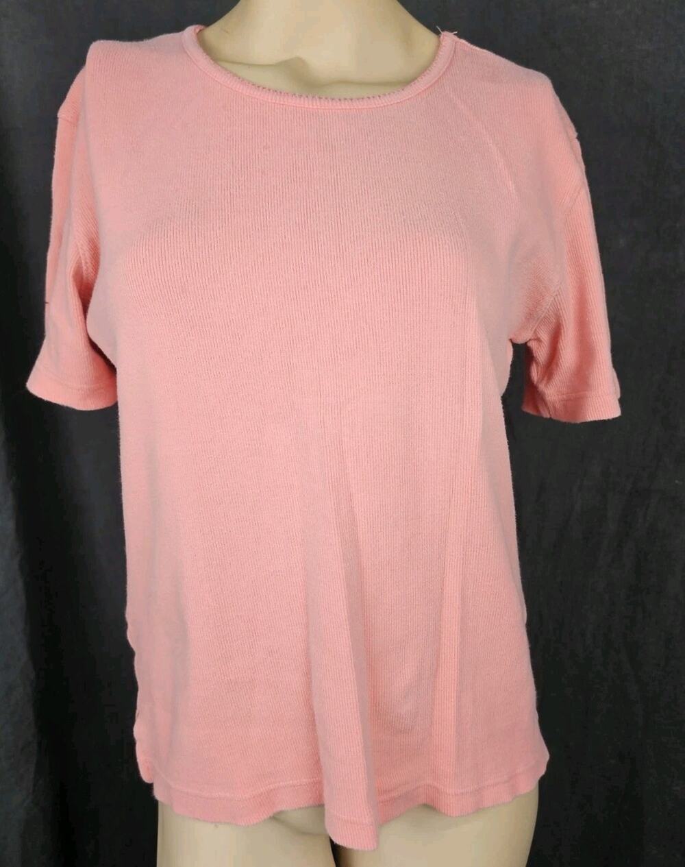 Bobbie Brooks Waffle Knit Shirt Women Small S Cotton Spandex Stretch Tee Top